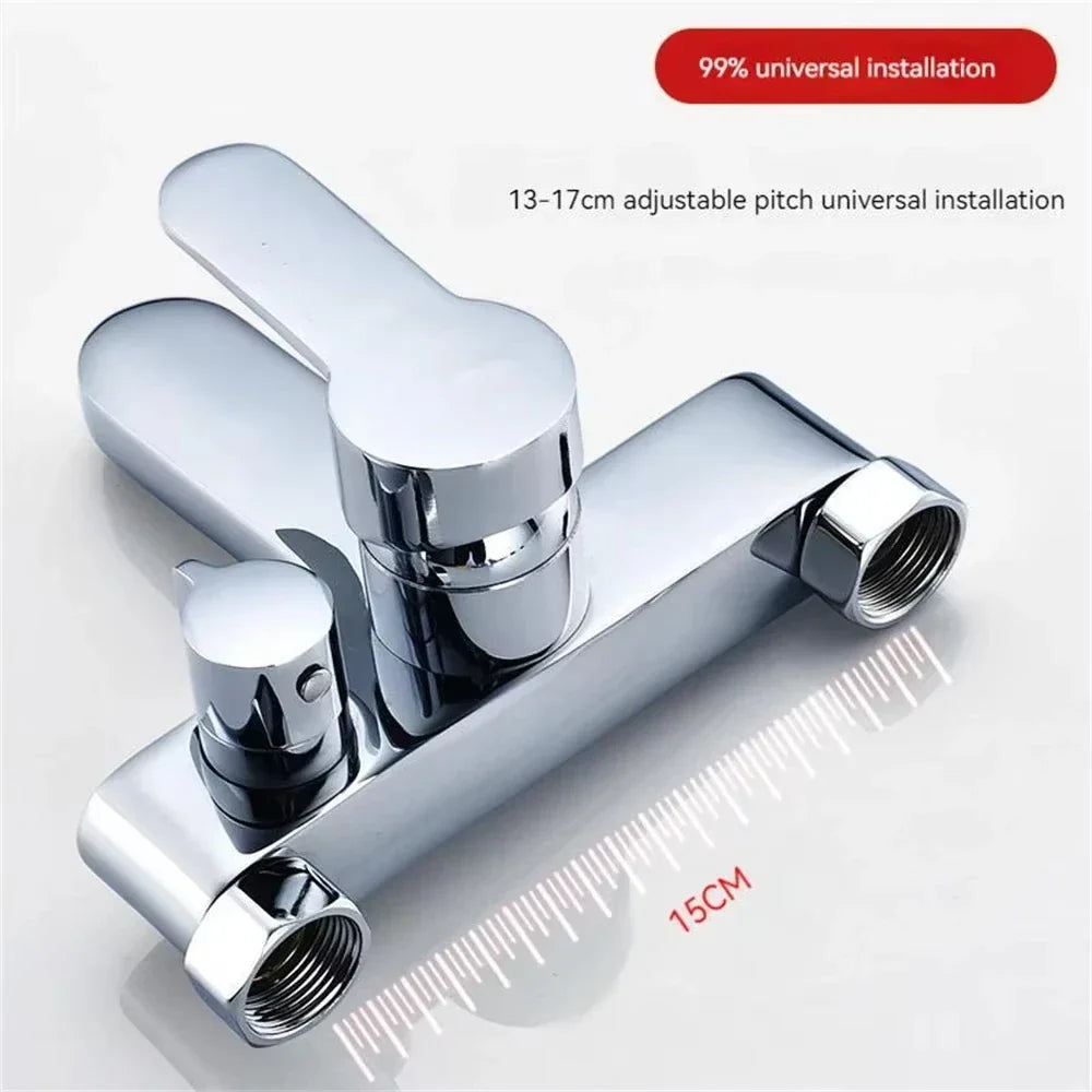 Wall-Mount Bathtub Mixer Faucet with Handheld 3-Mode Shower — Chrome, 1/2-inch (12.7 mm), 150 cm (59 in) Hose