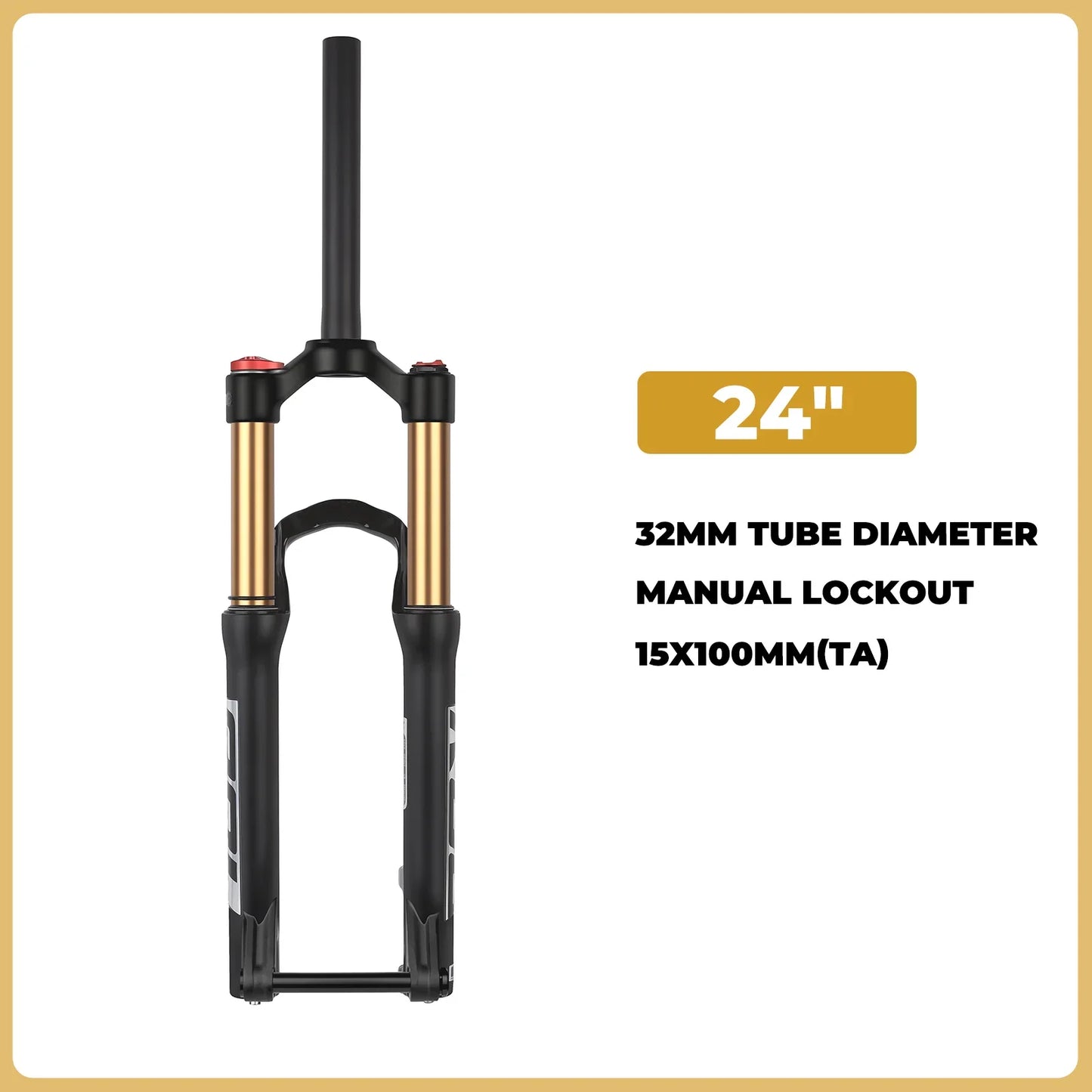 Air & Oil Suspension Fork for 20-inch / 24-inch Bikes, Alloy Upper & Magnesium Lower, Remote Lockout, 100–135 mm (3.9–5.3 in) Travel