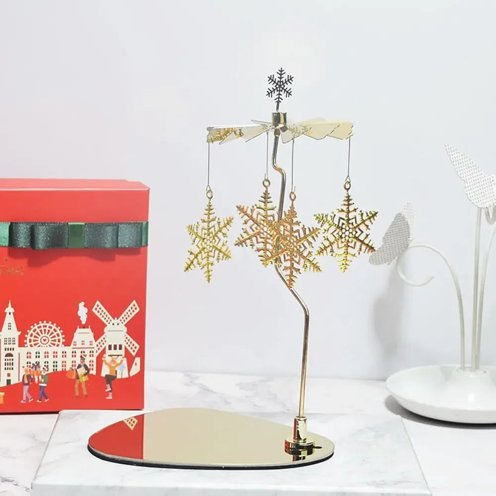 Carousel Candle Spinner Rotating Tealight Holder for Wedding, Christmas & Home Office Decor – Gold, Silver