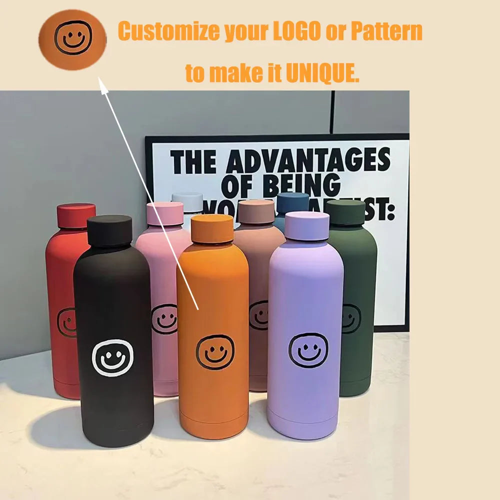 Personalized 500ml (17oz) Insulated Stainless Steel Water Bottle – Leakproof Screw Lid Travel Thermos | Custom Logo Gift for Weddings & Groomsmen