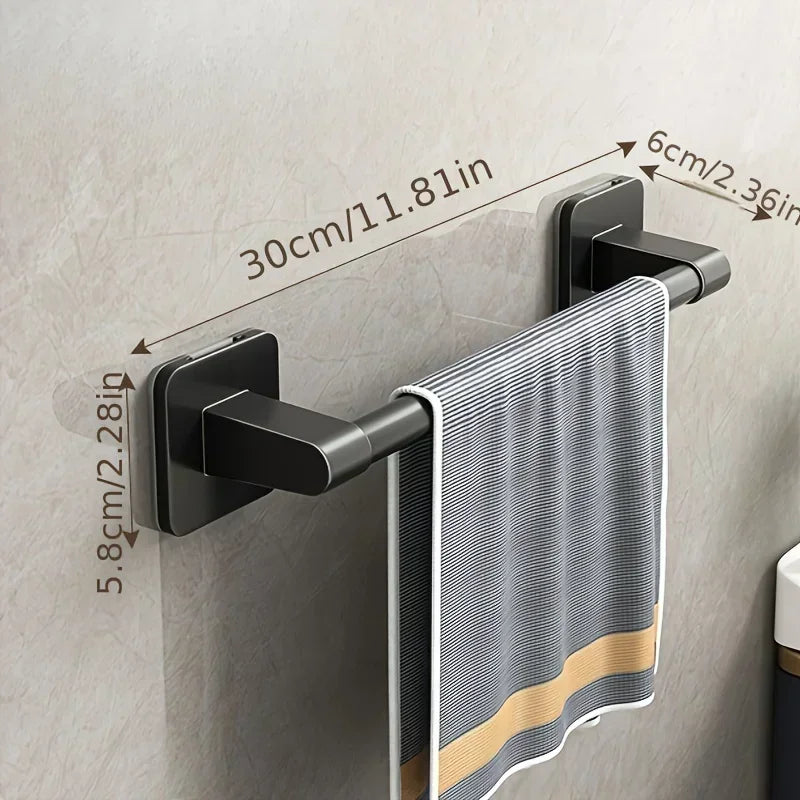No-Drill Wall-Mounted Towel Rack – Adhesive Aluminum Towel Bar for Bathroom & Kitchen, 50–60 cm (19.7–23.6 in)