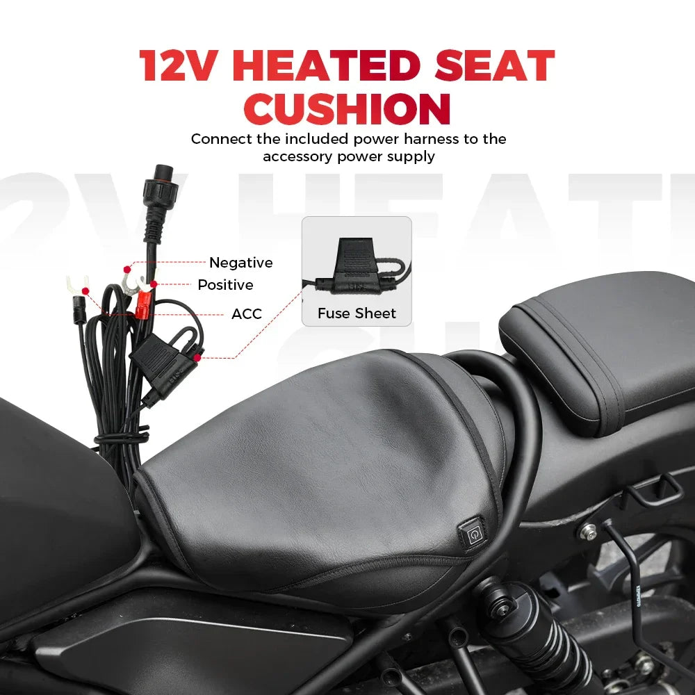 12V Universal Motorcycle Heated Seat Cushion Waterproof Heated Seat Cover for ATV UTV Winter Warmer