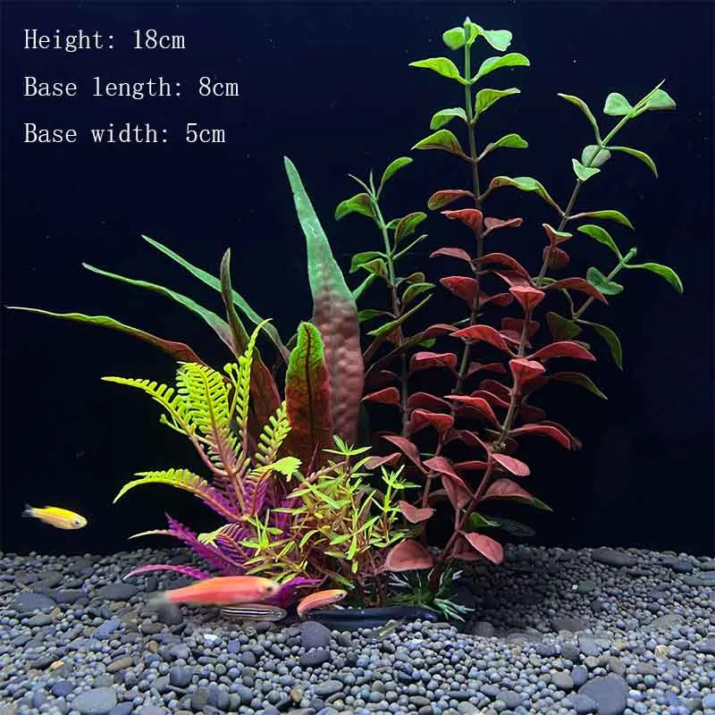 Artificial Aquarium Plants – Plastic Underwater Green Shrubs with Resin Base, Fish Tank Decoration