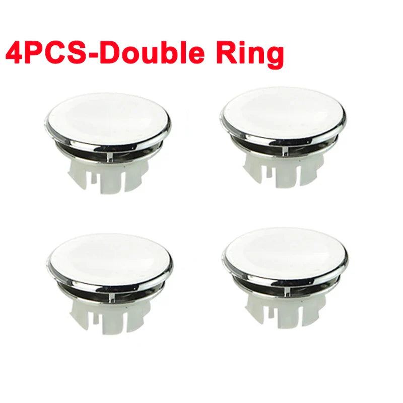 4-Pack Silver Plastic Sink Overflow Rings - Basin Drain Trim Plugs for Kitchen & Bathroom, Fits 22-24mm & 47-48mm