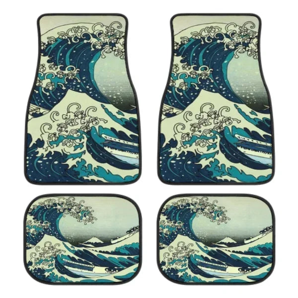 Great Wave Off Kanagawa 4-Piece All-Weather Car Floor Mats - Universal Fit for SUVs, Sedans, Trucks