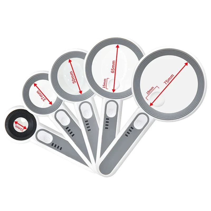 Rechargeable LED Handheld Magnifier 3 Lighting Modes Illuminated Magnifying Glass for Seniors Reading and Repair