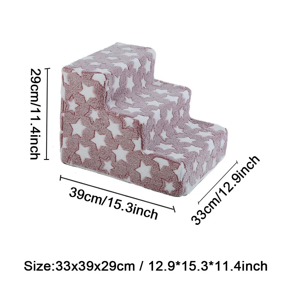 Pet Stairs for Dogs & Cats — 3- or 4-Step Detachable Sponge Ramp, Washable Waterproof Anti-Bite Pet Ladder