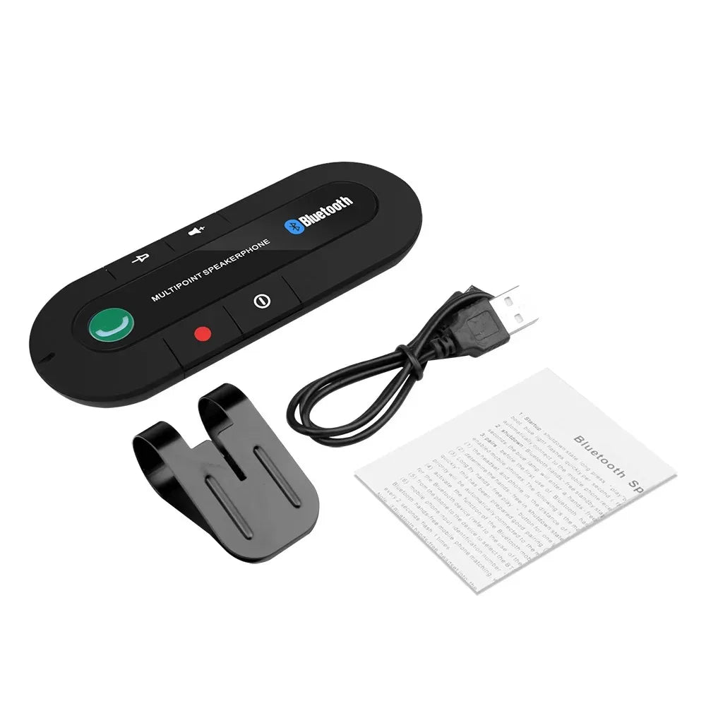 Bluetooth Car Speaker Handsfree Sun Visor Clip Wireless Speakerphone with Mic - Bluetooth 4.1, 2W, 20H Talk Time, USB Charging