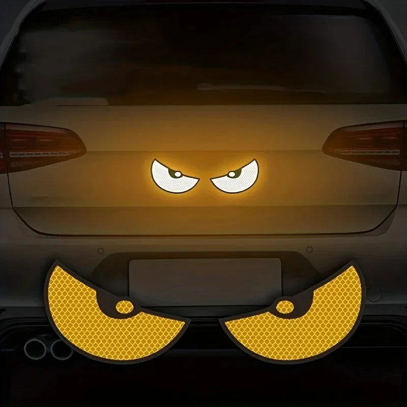 Reflective Devil Eye Car Stickers - 2-Pack Visibility & Safety Decals