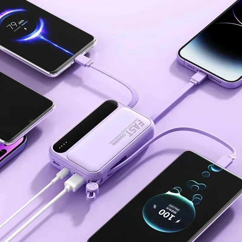 120W Portable Power Bank — 4-in-1 Built-In Cables & LED Digital Display, 10,000/30,000/50,000 mAh, PD 20W