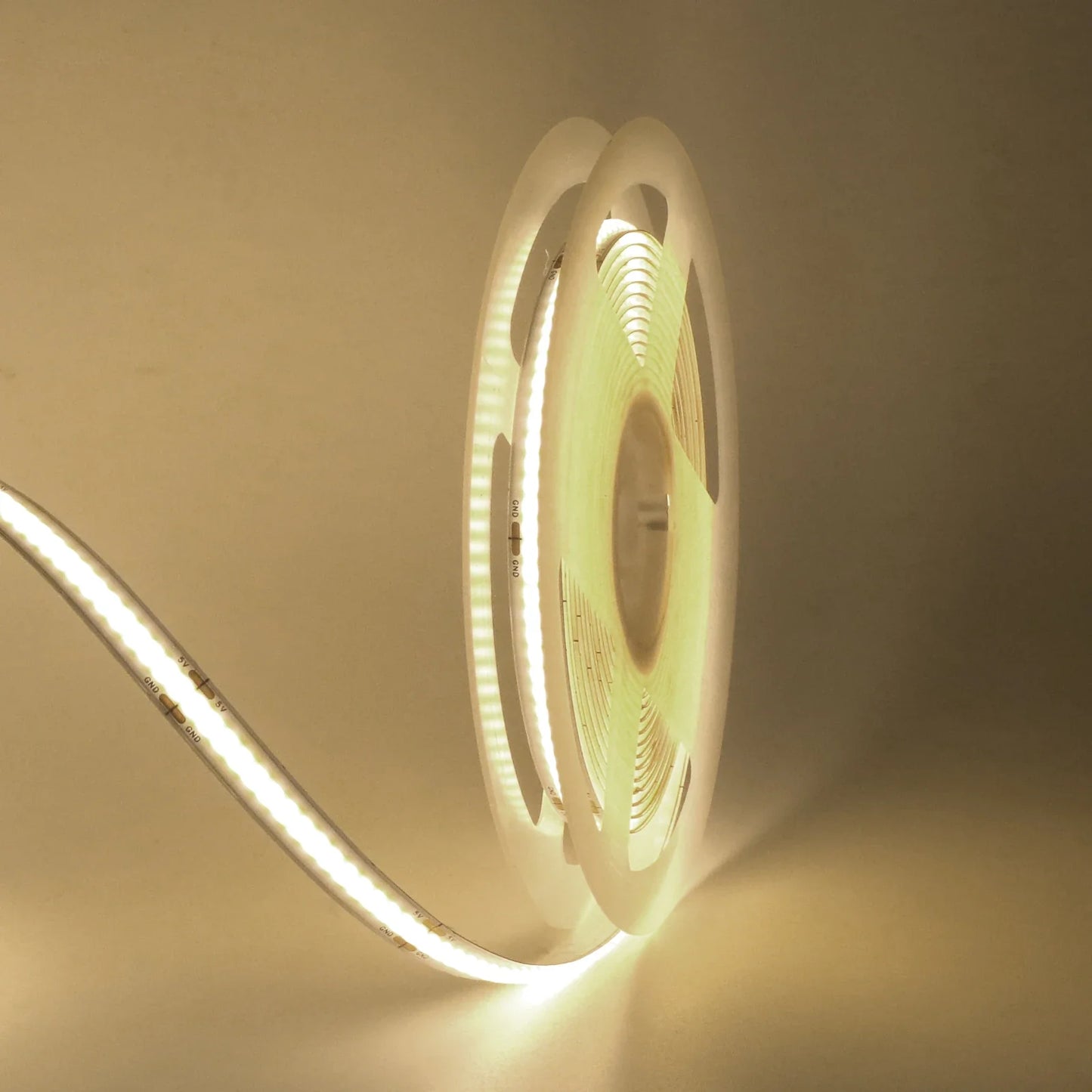 5V COB LED Strip Light with 3xAA Battery Box, 8mm 320 LEDs/m, 0.5–5m, Warm/Natural/Cool White, Adhesive Backing
