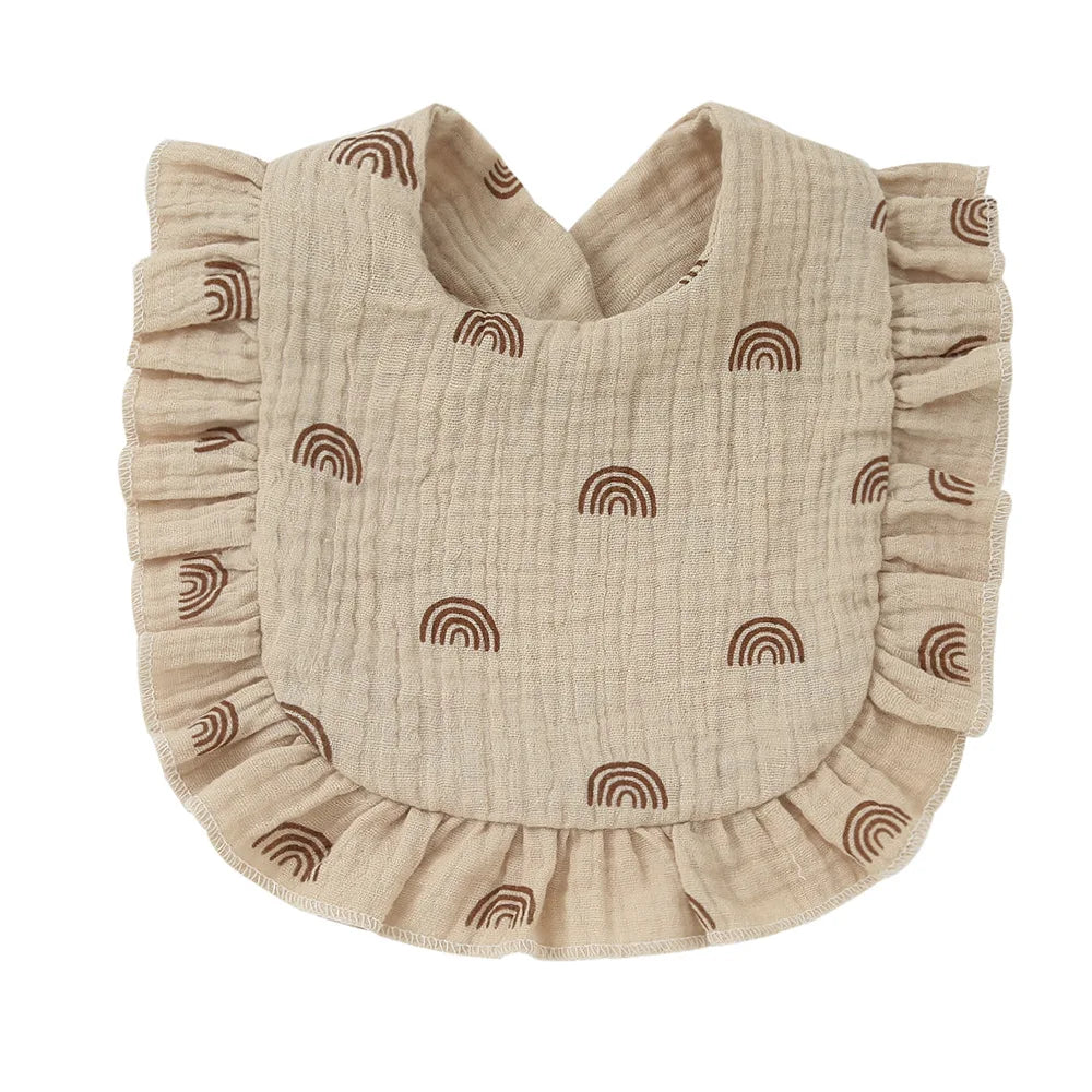 Muslin Cotton Baby Bibs & Burp Cloths - Ruffle Bandana Drool Bibs for Newborns