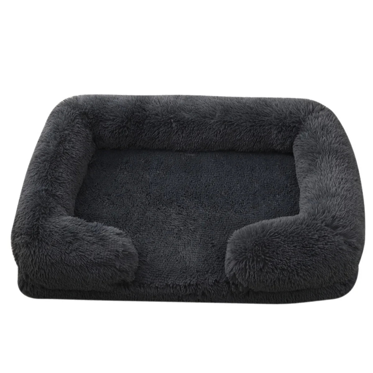 Square Plush Dog Bed with Memory Foam – Thickened Winter Pet Sofa Bed with Removable Cover (S/M/L/XL)