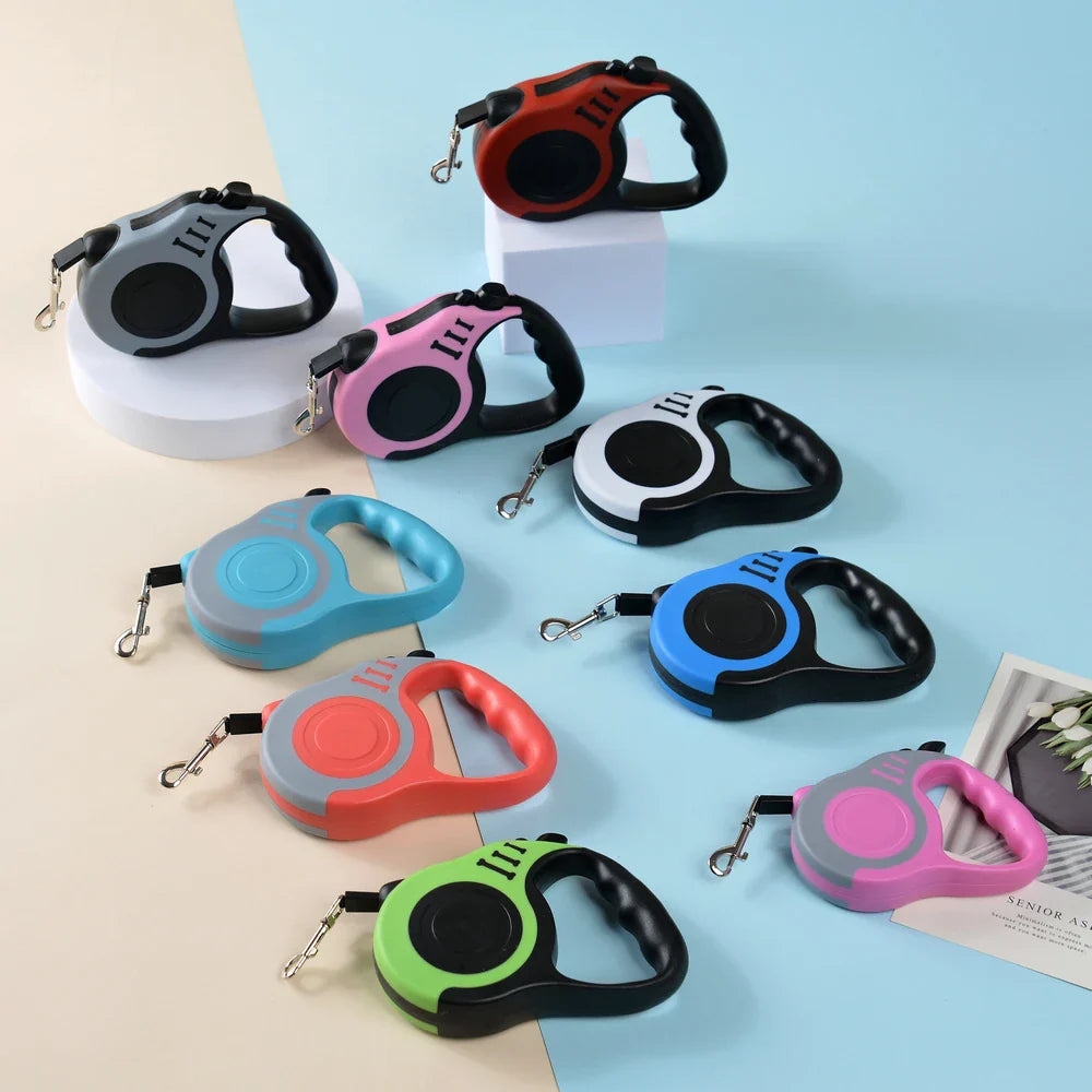 Retractable Dog Leash 3m (10ft) / 5m (16ft) Nylon Quick-Release Leash for Small to Large Dogs — Walking, Hiking & Travel