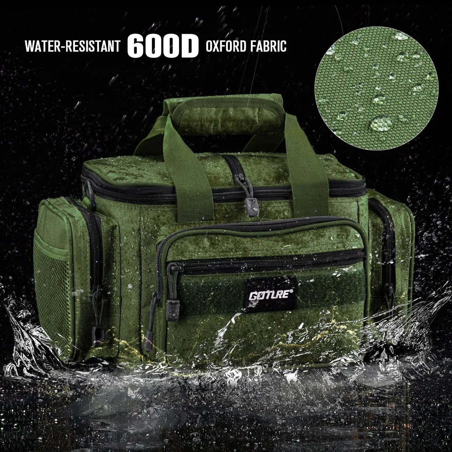 Fishing Tackle Bag 14.96 x 9.05 x 7.48 in (38 x 23 x 19 cm) High-Capacity 600D Oxford Shoulder Backpack for Fishing, Camping & Cycling