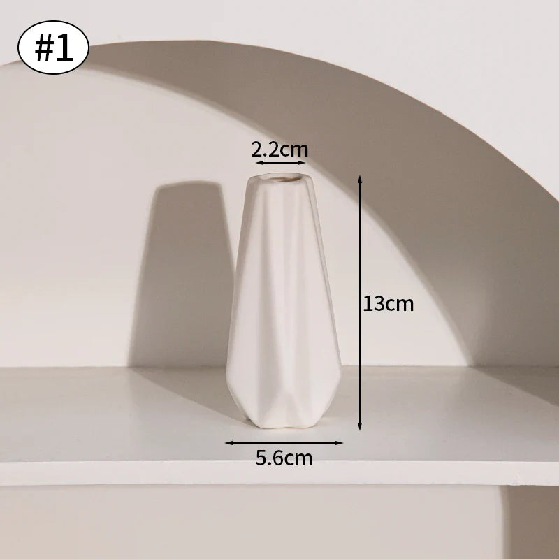 Ceramic Decorative Vase for Dried Flowers & Hydroponic Plants, Modern Table Ornament for Living Room Bedroom Office