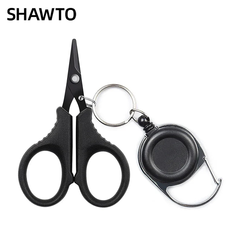 Fishing Line Scissors Keychain - Serrated Stainless Steel Blade, Titanium-Coated Corrosion-Resistant, Blunt Tip (9.5 x 6.27 cm / 3.74 x 2.47 in)