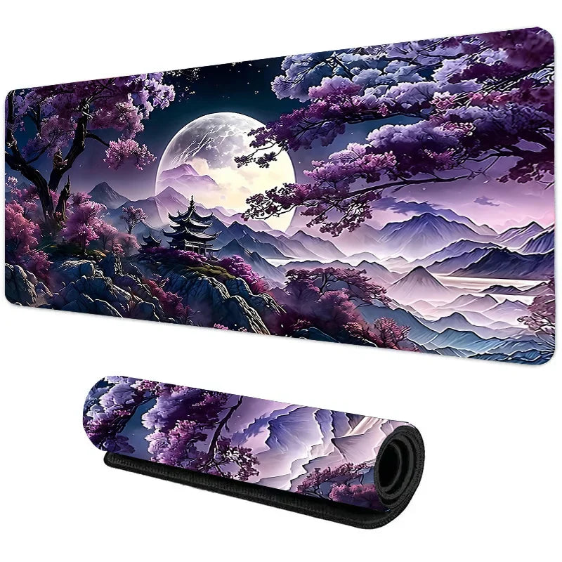 Night Moonlight Large Gaming Mouse Pad Non-Slip Stitched Rubber Desk Mat for Laptop PC Esports