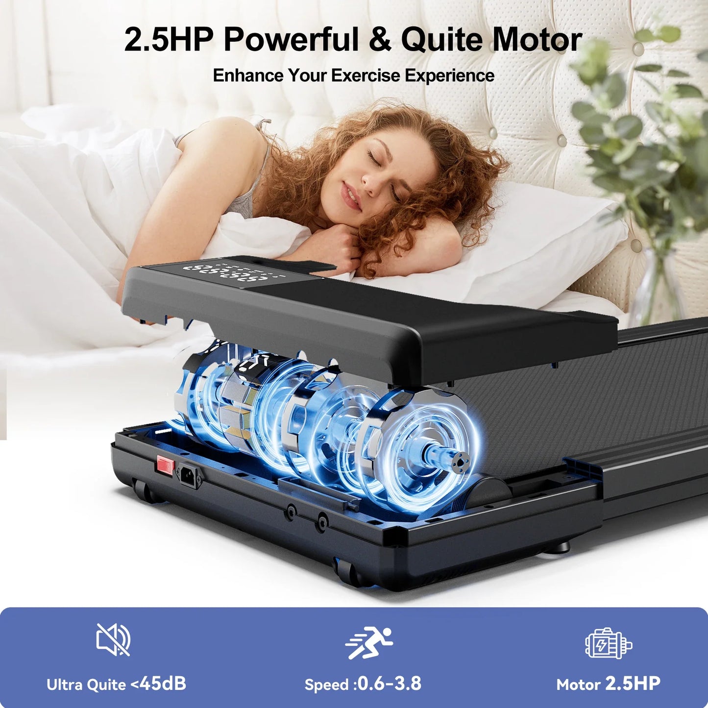 Portable 2.5HP Walking Treadmill for Home and Office Up to 6 km/h (3.8 mph) Anti-Slip Shock Absorption