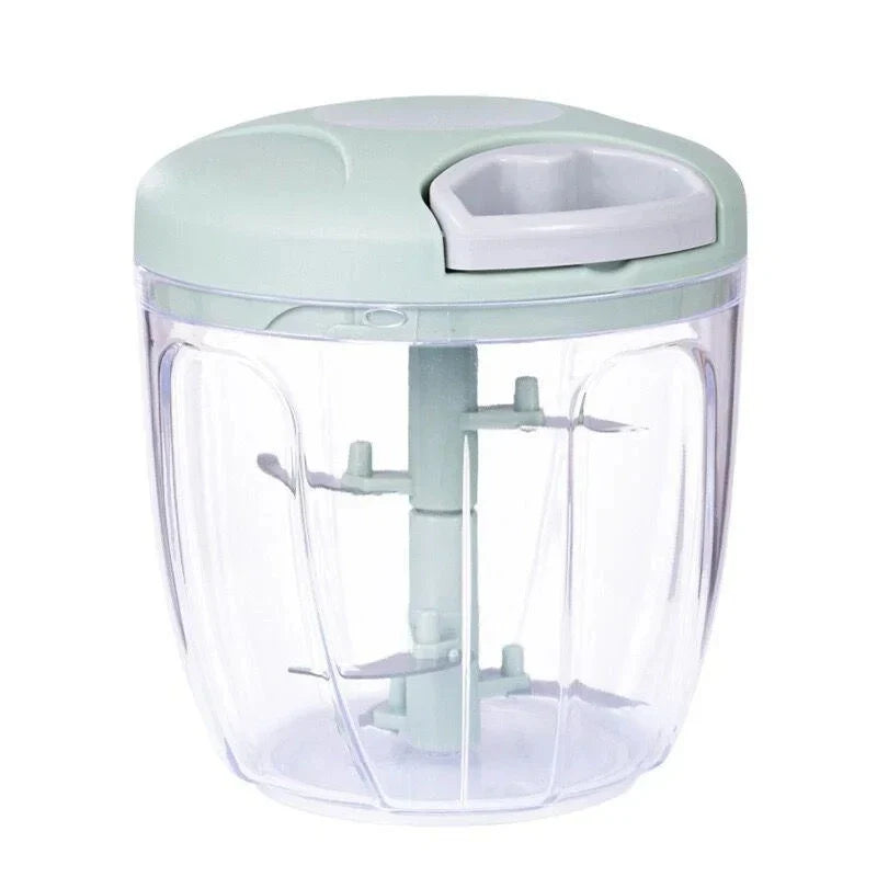 Manual Rope Food Chopper — 500ml & 900ml (17 fl oz / 30 fl oz) Stainless Steel Blade Garlic, Onion & Vegetable Slicer