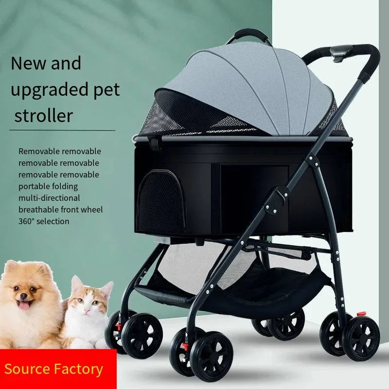 Lightweight Foldable Pet Stroller for Small and Medium Dogs & Cats Portable Outdoor Pet Carrier on Wheels