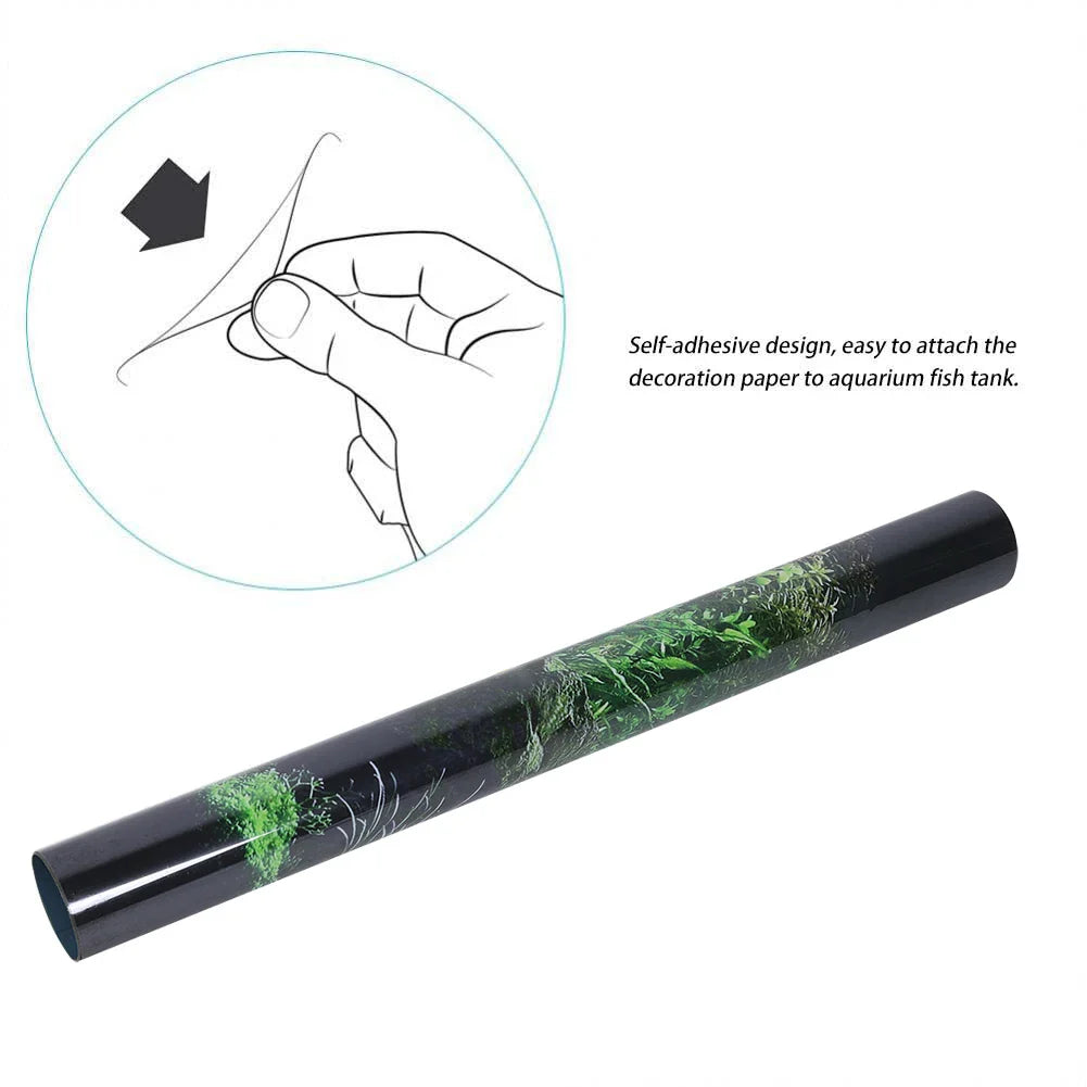 Aquarium Background PVC Sticker – Seafloor & Water Grass Fish Tank Decal, Multiple Sizes (61 x 30 - 122 x 46 cm | 24 x 11.8 - 48 x 18.1 in)