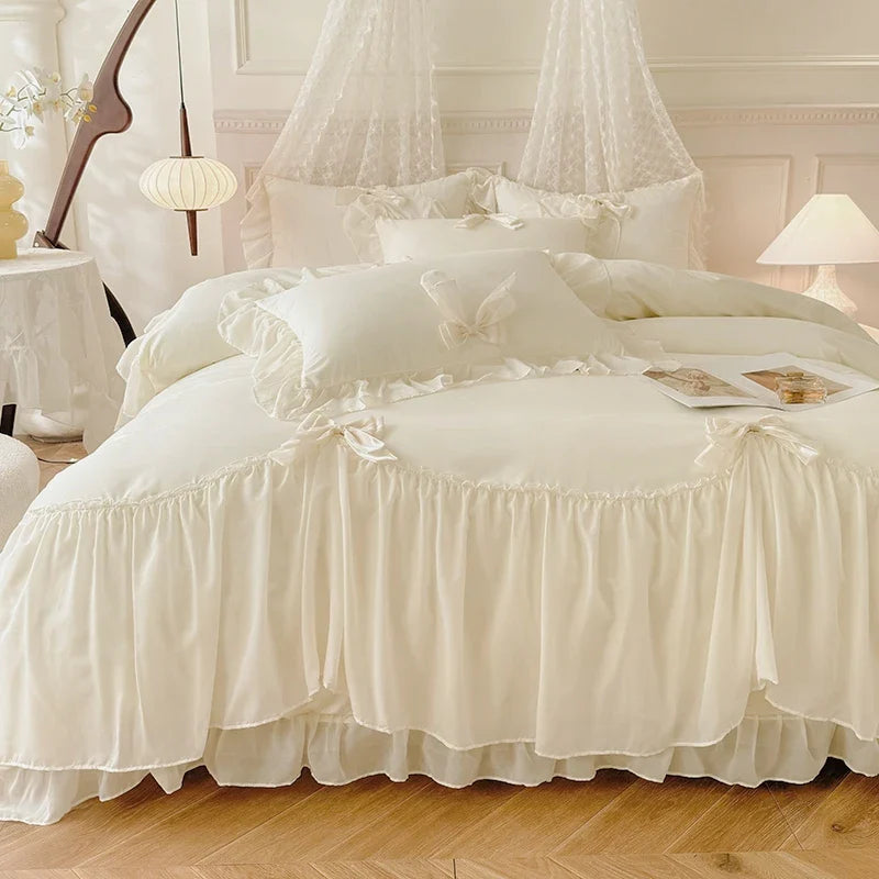 3-Piece Solid Twill Polyester Duvet Cover Set with 2 Pillowcases — Multiple Sizes (135x200 to 260x240 cm / 53x79 to 102x94 in) — White, Yellow, Pink, Purple