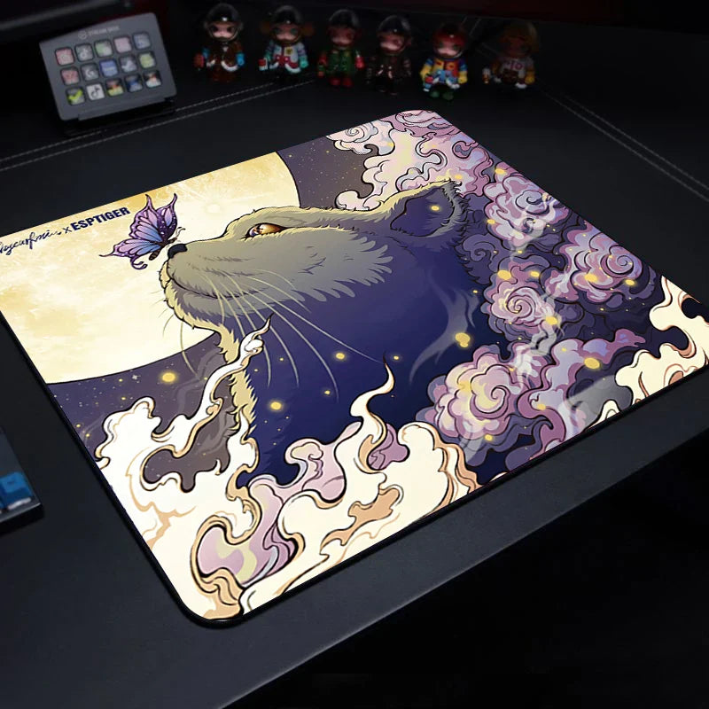 Cute Tiger Small Gaming Mouse Pad with Wrist Rest — Anti-Slip Rubber Desk Mat for Laptops & Keyboards