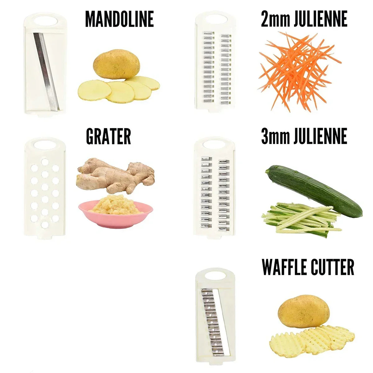 5-in-1 Mandoline Vegetable Slicer – Multi-Blade Potato Cutter, Grater & Shredder