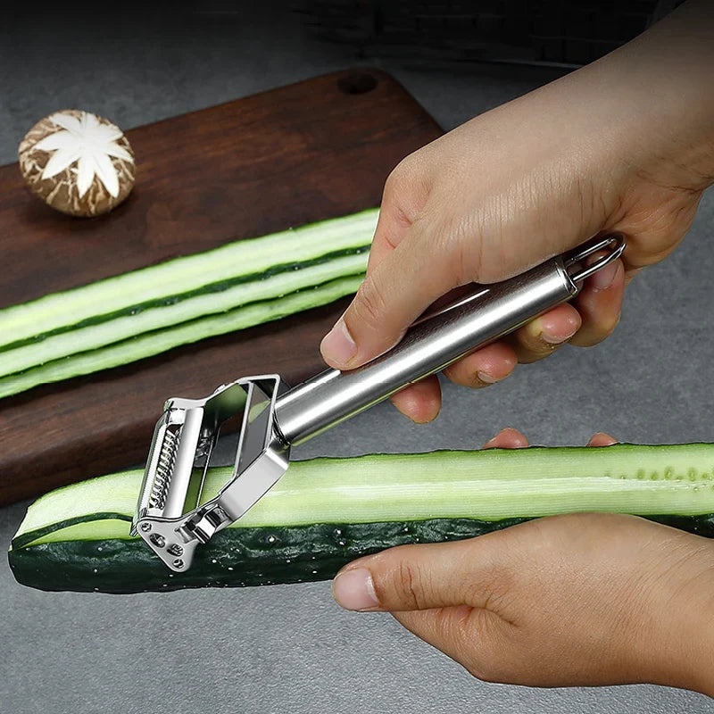 Stainless Steel 2-in-1 Vegetable Peeler & Slicer – Rotary Potato Peeler, Carrot Grater & Julienne Shredder