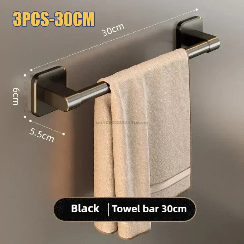 No-Drill Wall-Mounted Towel Rack – Adhesive Aluminum Towel Bar for Bathroom & Kitchen, 50–60 cm (19.7–23.6 in)