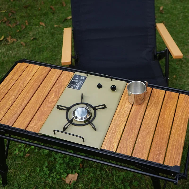 Folding IGT Camping Table — Lightweight Aluminum Roll-Up Backpack Table with Adjustable Legs for BBQ & Outdoor (95×45×38–55 cm / 37.4×17.7×15–21.7 in)