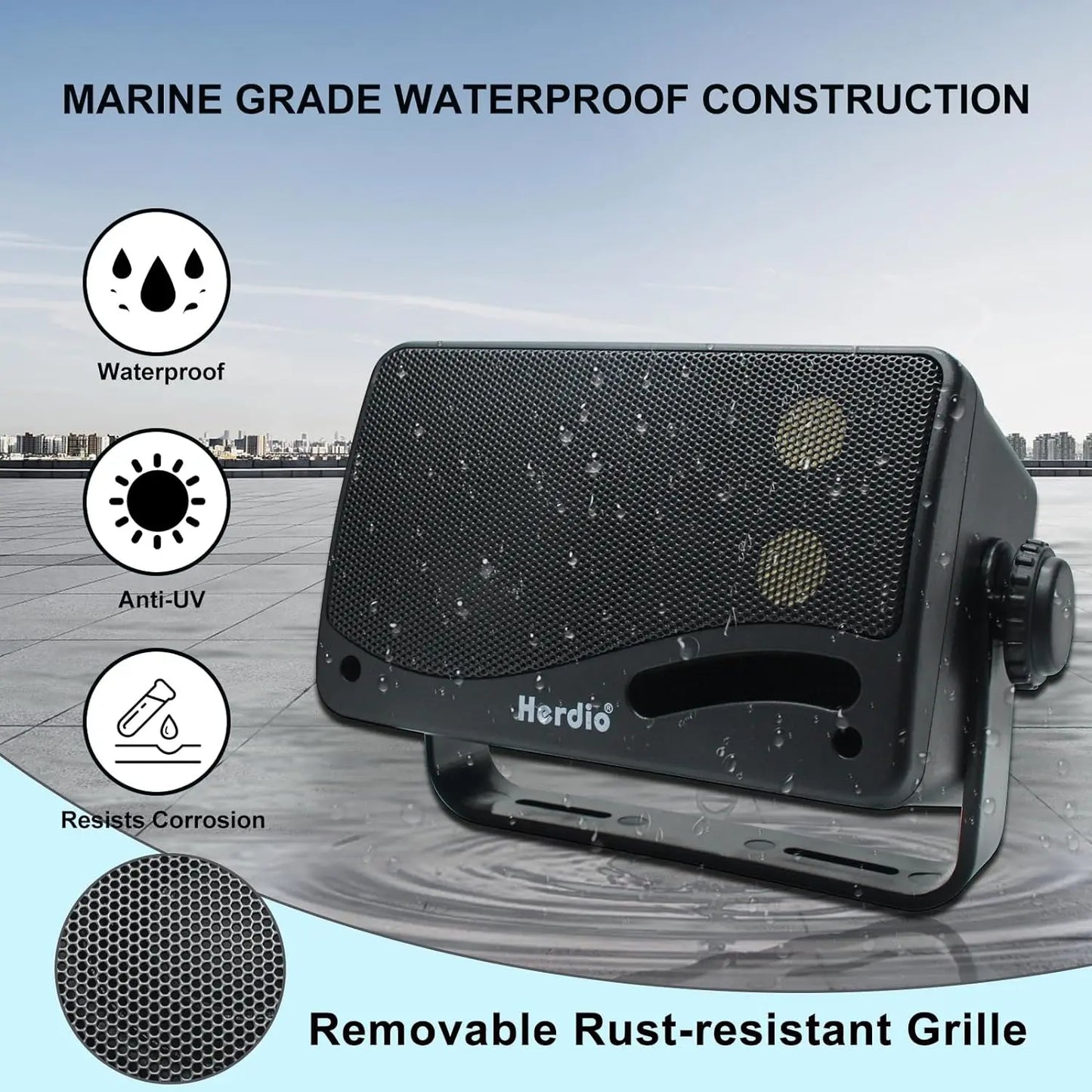3.5-Inch (89mm) Passive Outdoor Wired Speaker Pair, 200W 3-Way Waterproof Mountable Wall Speakers for Patio, Marine, Boat