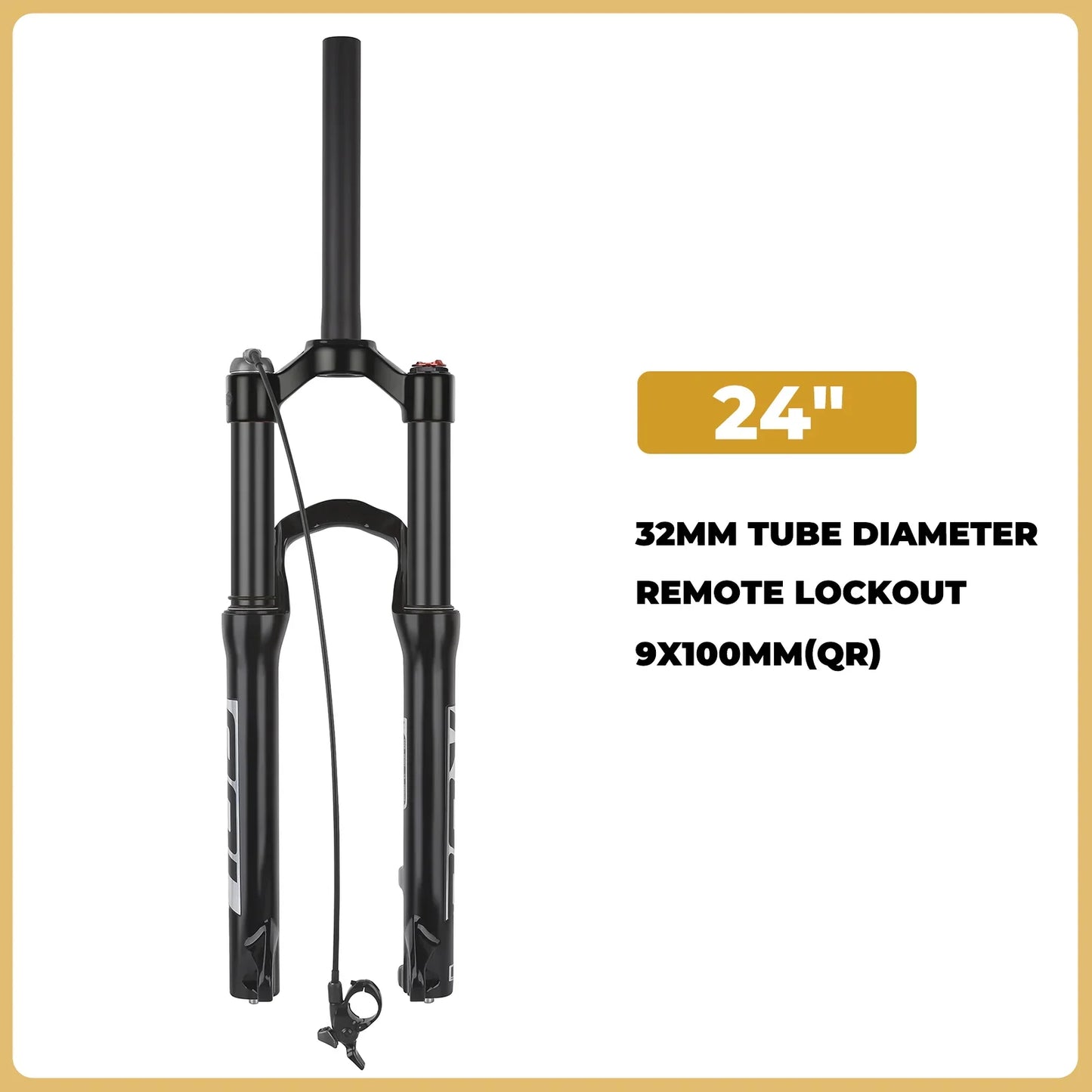 Air & Oil Suspension Fork for 20-inch / 24-inch Bikes, Alloy Upper & Magnesium Lower, Remote Lockout, 100–135 mm (3.9–5.3 in) Travel