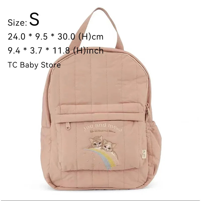 Kids Cotton Backpack (S/L) – Kindergarten & Travel Schoolbag for Toddlers, Children and Moms, Waterproof Geometric Cherry Lemon