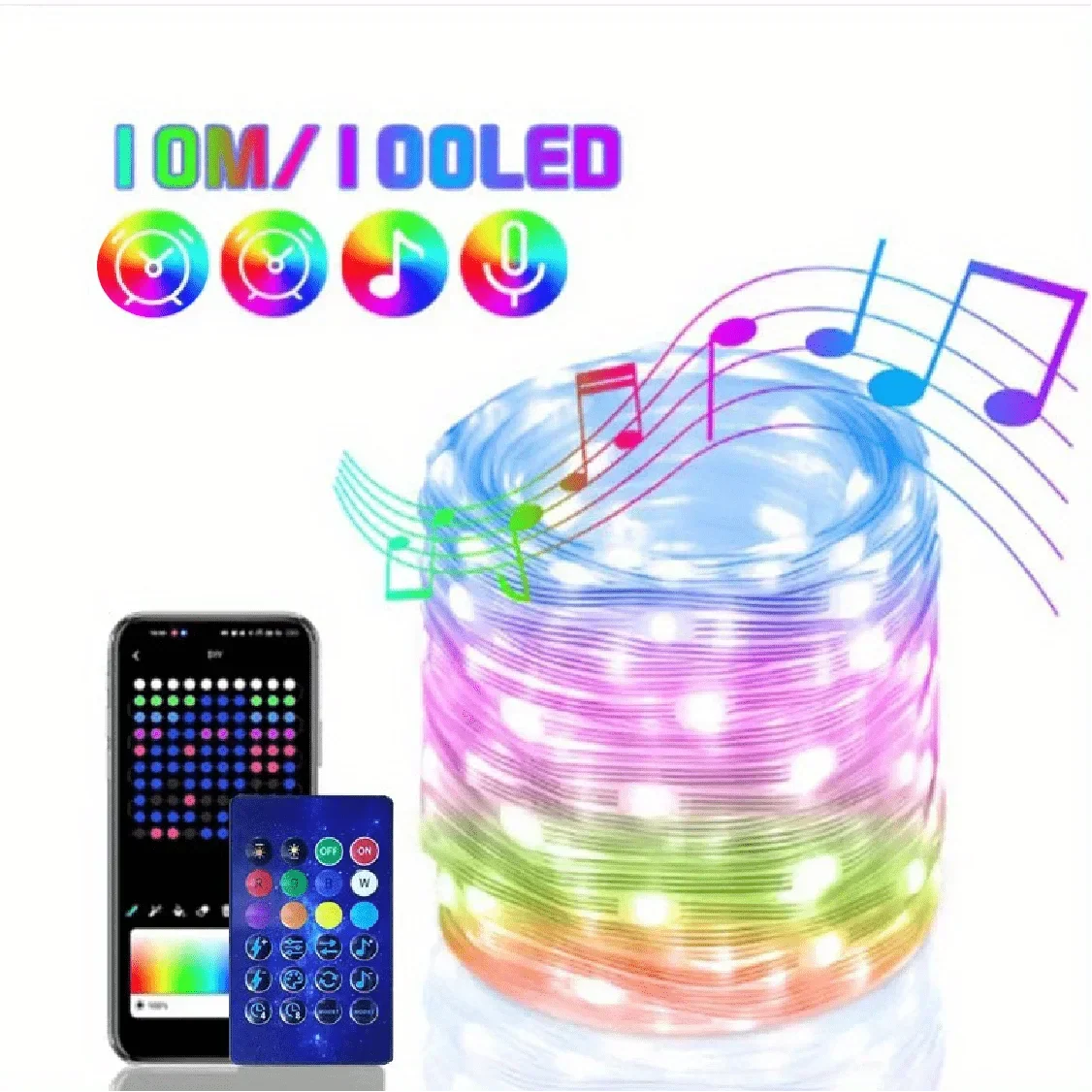 Bluetooth USB Dreamcolor LED String Lights RGBIC Music Sync 5m/10m/20m (16ft/33ft/66ft) IP65 Waterproof Fairy Garland