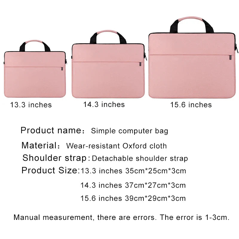 Women's Laptop Sleeve Bag — Fits 13.3/14.1/15.6/17-Inch (35–45 cm) Waterproof Oxford Messenger & Shoulder Case