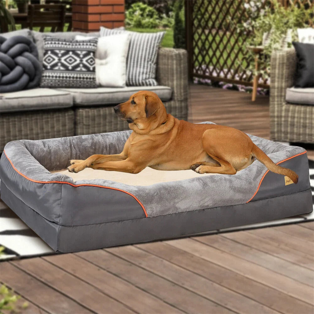Jumbo Orthopedic Memory Foam Dog Bed Waterproof Removable Cover Bolster Sofa for Large XL 2XL 3XL Dogs (32–53 in / 83–135 cm)