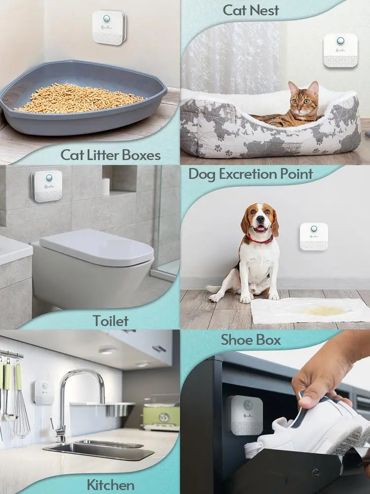 4000mAh Smart Cat Litter Odor Eliminator — USB Rechargeable Pet Air Purifier & Deodorizer for Litter Boxes, Crates and Small Spaces