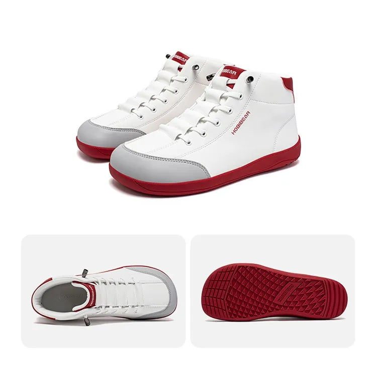 Mid-Top Barefoot Ankle Boots Wide-Toe Zero-Drop Non-Slip Artificial Leather Shoes