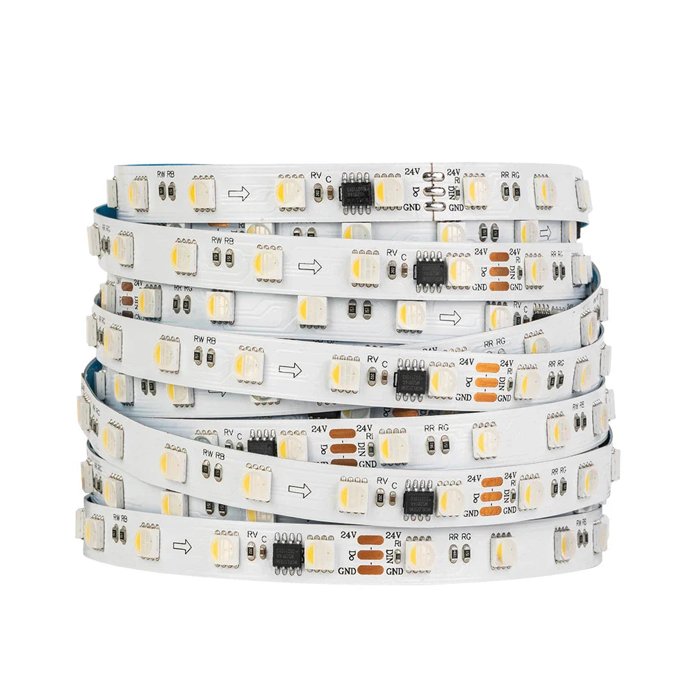 WS2814 RGBW Addressable LED Strip Light 5m (16.4ft) DC12V/DC24V SMD5050 IP30 IP65 IP67 4-in-1 RGB+W 3-Pin