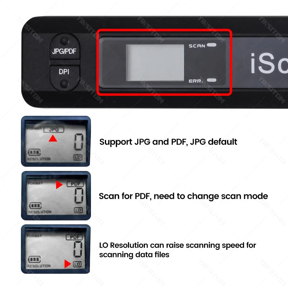 Portable A4 Handheld Document Scanner 900 DPI – Mobile PDF/JPEG OCR Scanner for Office & Contracts