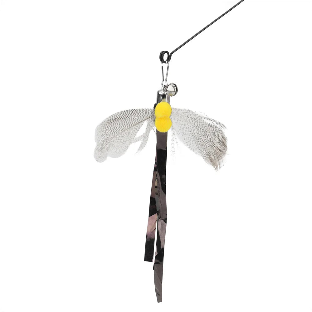 6-Pack Feather Replacement Heads for Cat Teaser Wand – Simulated Insect Interactive Kitten Toy