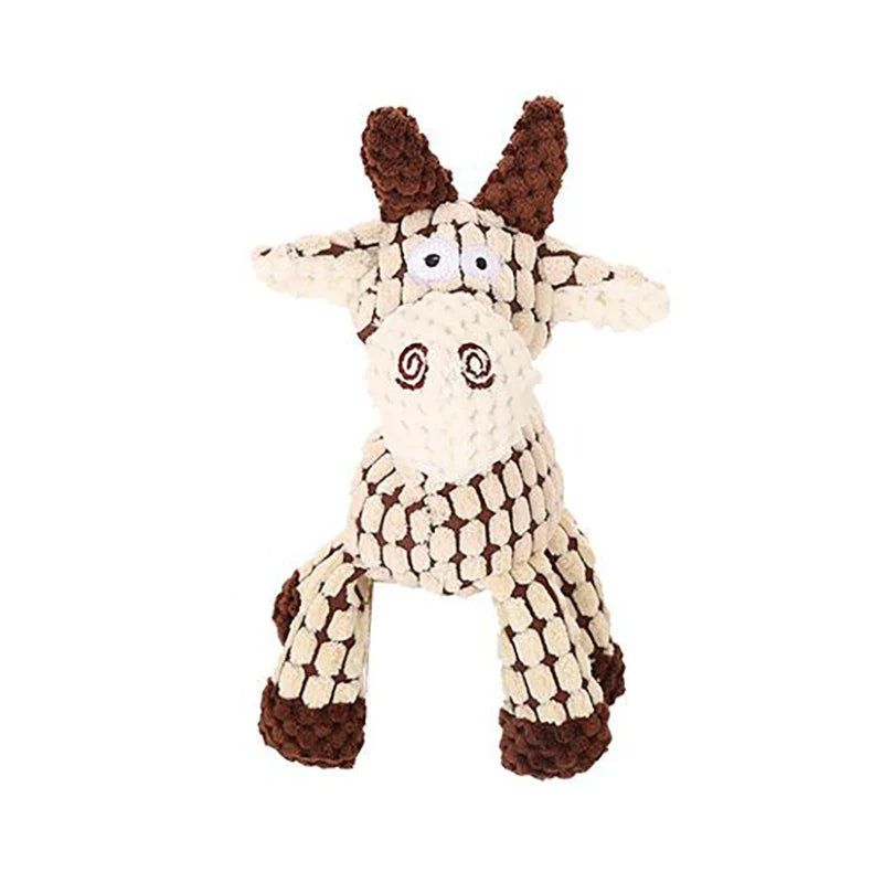 Plush Corduroy Squeaky Dog Toy, Bite-Resistant Animal Plush for Puppies & Small to Large Dogs, Training & Chew Toy
