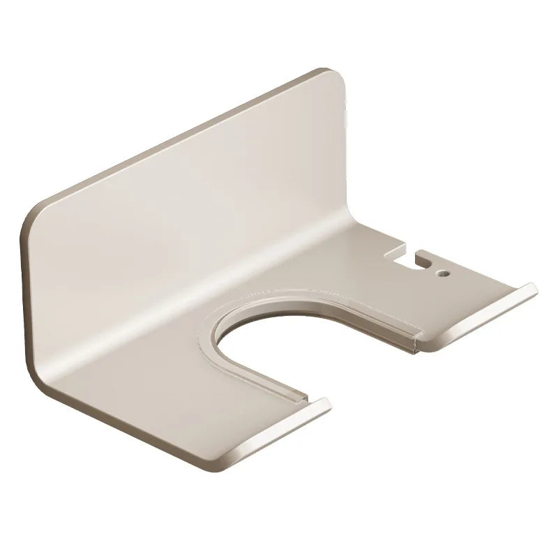 Hair Dryer & Straightener Holder - Wall-Mounted Nail-Free Aluminum Shelf for Bathroom Storage