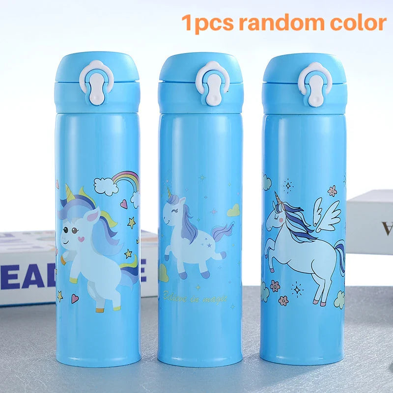 Unicorn Stainless Steel Insulated Thermos Bottle 500ml (16.9 fl oz) – Kids Bouncing Lid Water Bottle for Girls, Portable Travel Mug