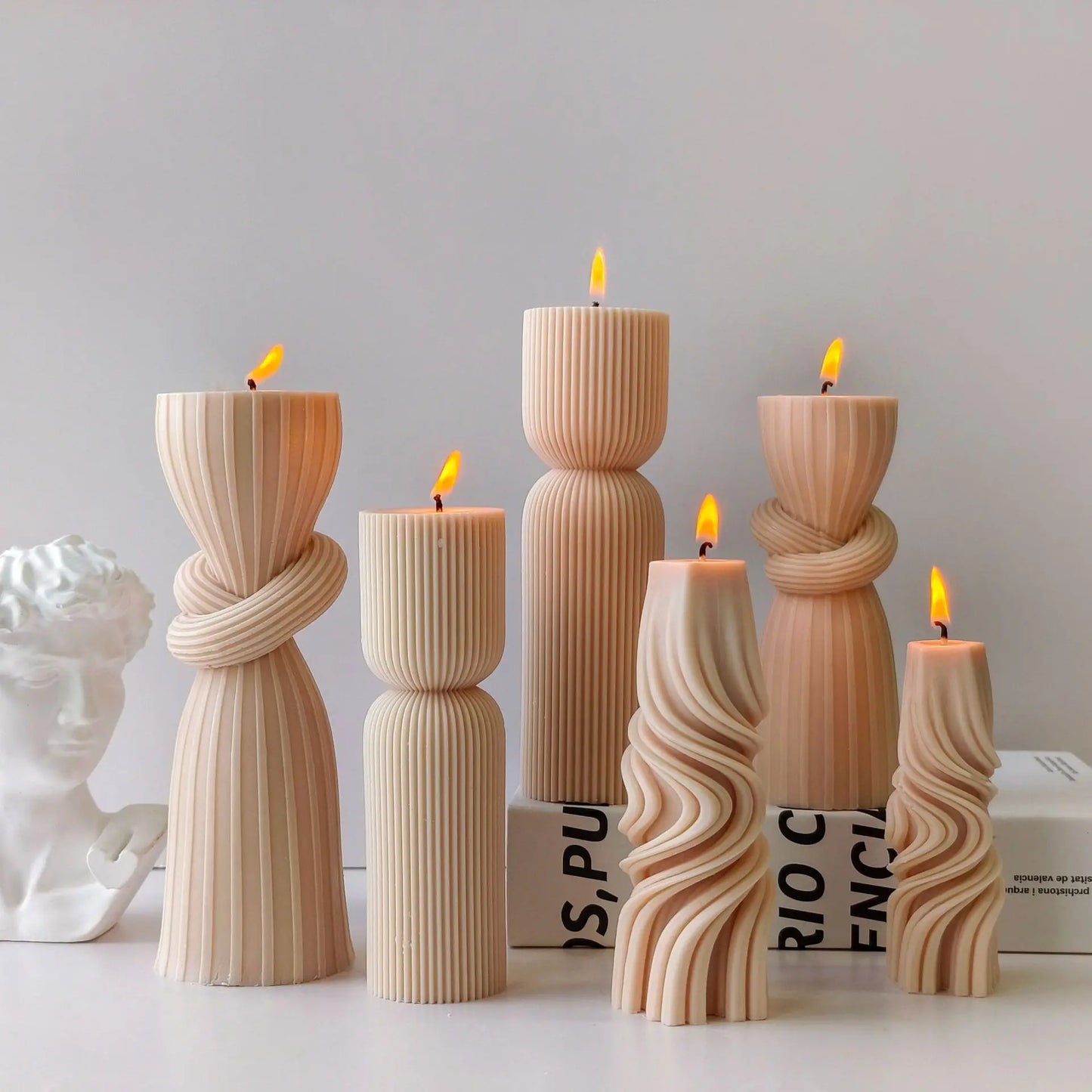 Striped Cylinder Silicone Candle Mold for DIY Pillar, Soy Wax, Plaster & Resin Crafts