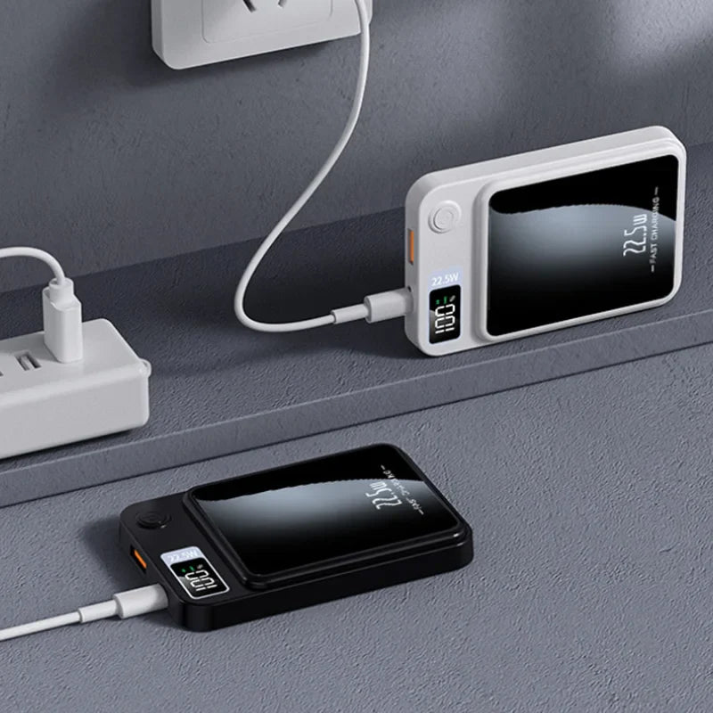 30,000mAh Magnetic Power Bank 22.5W Fast Wireless Portable Charger, Ultra-Thin PD 15W Dual USB LED Display