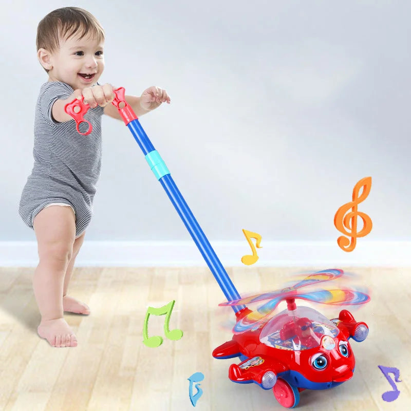 Outdoor Push-Along Baby Walker Plane Car Toy – Hand-Push Toddler Walker for Kids