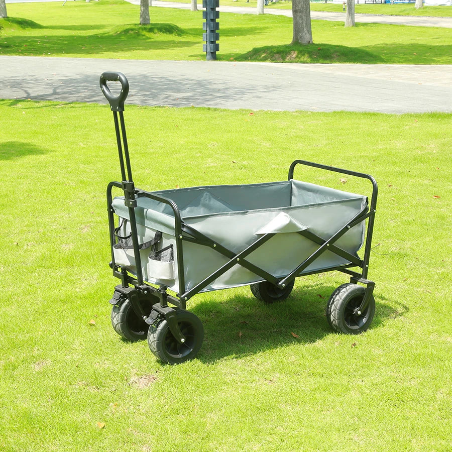 Heavy-Duty Collapsible Folding Beach Wagon Large Capacity Portable Utility Cart with All-Terrain Wheels